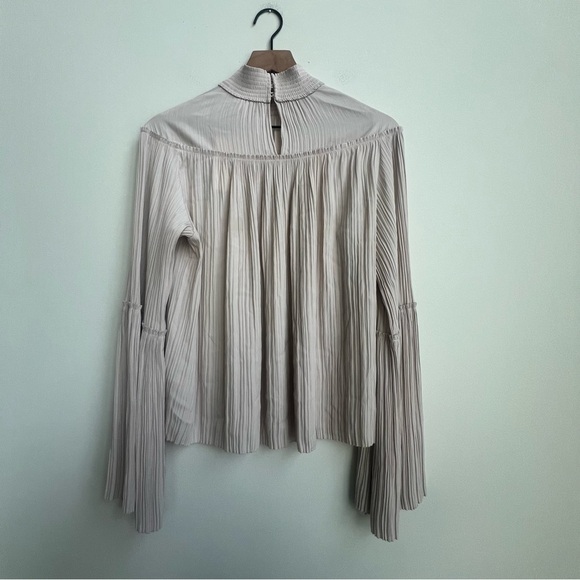 NWT A.L.C. Tessa Pleated Pullover Top Bell Sleeve Turtleneck Pink Tint Peasant - Picture 14 of 16